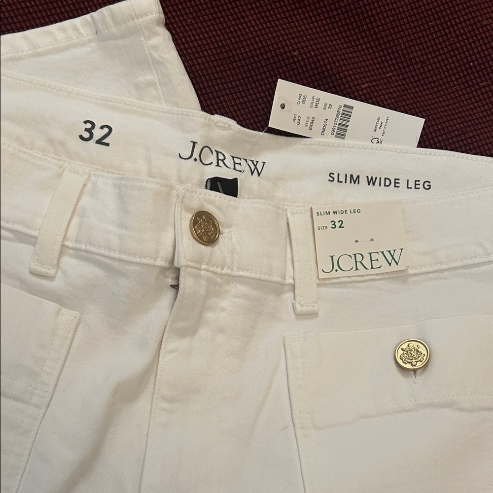 J.Crew white Slim Wide Leg jeans pants trousers NWT ankle length size 32